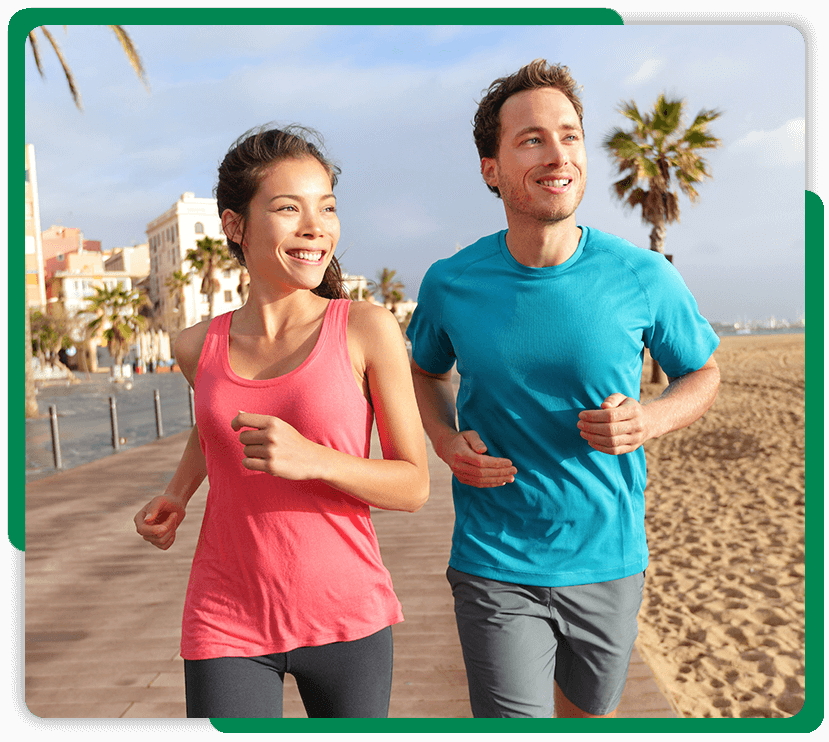 men and woman happy jogging at Lusk Eye Specialists